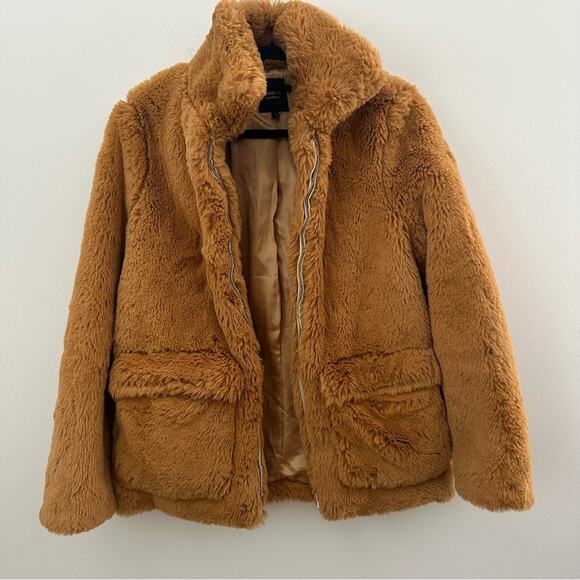 Barney’s Originals Cozy Tan Faux Fur Teddy Bear Jacket Size 10 - Picture 1 of 5
